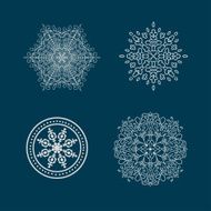 Set of round calligraphic patterns or snowflakes N2