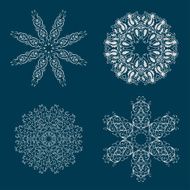Set of round calligraphic patterns or snowflakes N3