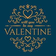 Calligraphic pattern with heart and Will you be my Valentine N3