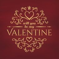 Calligraphic pattern with heart and Will you be my Valentine N4