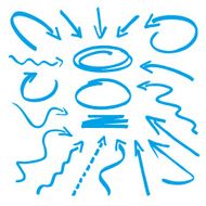 Group of vector blue arrows