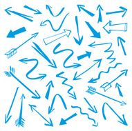 Set of blue vector arrows