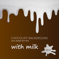 Melting milk on chocolate background isolated Vector backgroun