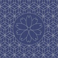 Traditional japanese needlework Sashiko with sakura flower N2