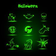 Halloween set of glowing neon icons