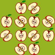 Vector seamless pattern with red apples