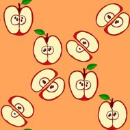Vector seamless pattern with red apples N15
