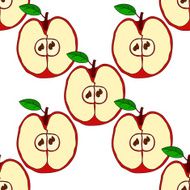 Vector seamless pattern with red apples N17