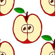 Vector seamless pattern with red apples N18