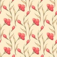 Watercolor background with hand-drawn flowers