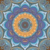 Ornamental blue-yellow round background