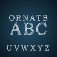 Ornate Alphabet in white color