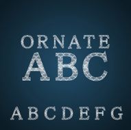 Ornate Alphabet in white color N3