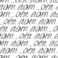 Seamless pattern with hand lettering signs om nom