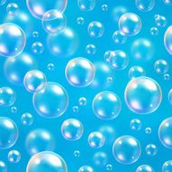 Oxygen bubbles in water blue background for scientific and biological