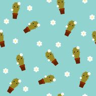 Seamless pattern with cute cactus character