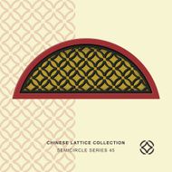 Chinese window tracery semicircle frame 45 cross round