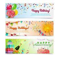 Happy birthday anniversary celebration banners set