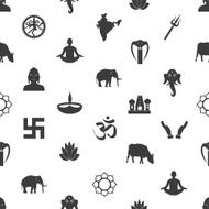 hinduism religions symbols gray seamless pattern eps10