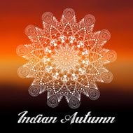 Ornament beautiful autumn card with mandala