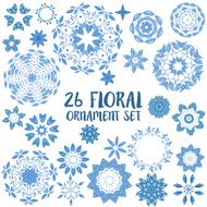 Floral round mandala ornament abstract vector decoration elements set N2