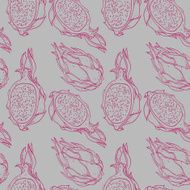 Pitaya vector organic fruit seamless pattern N3