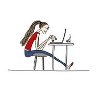 Programmer woman at work sketch for your design N6