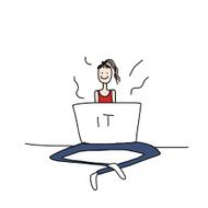 Yoga at work girl with laptop for your design N3