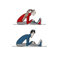 Yoga at work people with laptop for your design