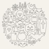 Halloween Holiday Line Icons Set Circular Shaped