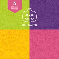 Thin Line Halloween Holiday Patterns Set