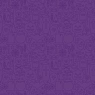 Thin Holiday Line Halloween Purple Seamless Pattern