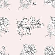 Seamless pattern with peony N3