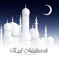 Eid Mubarak (Happy Eid) background with mosque N3