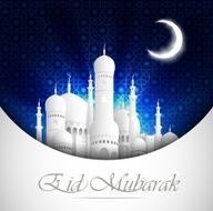 Eid Mubarak background with mosque view night