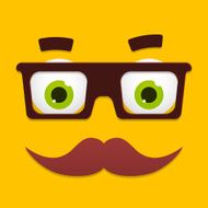 Vector Hipster Avatar with Geek Glasses And Mustache