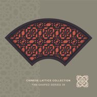 Chinese window tracery fan shaped frame 39 double line