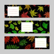 Set of horizontal autumn banners Harvest berry ornament