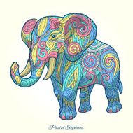 Elephant pastel color ornament ethnic vector illustration N2