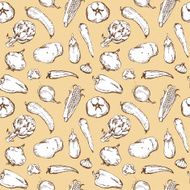 Seamless background with different vegetables
