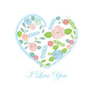 Floral Heart Card Cute retro flowers N2