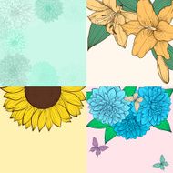 beautiful set of background with space for text frame flowers