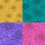 set of beautiful seamless pattern with flowers
