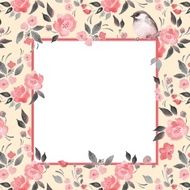 Watercolor floral background a cut bird Template 1
