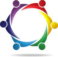 Shapes circle of symbol colourful with dashed lines
