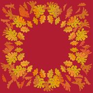 Fall dack background with colored oak leafs