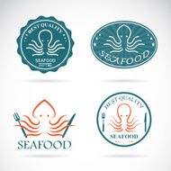 Set of vector octopus seafood labels