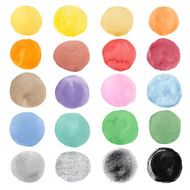 Watercolor abstract round paint stains set