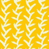 Ornament in Scandinavian style White branches on yellow background