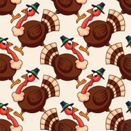 Thankskiving Cartoon Turkey Seamless Pattern